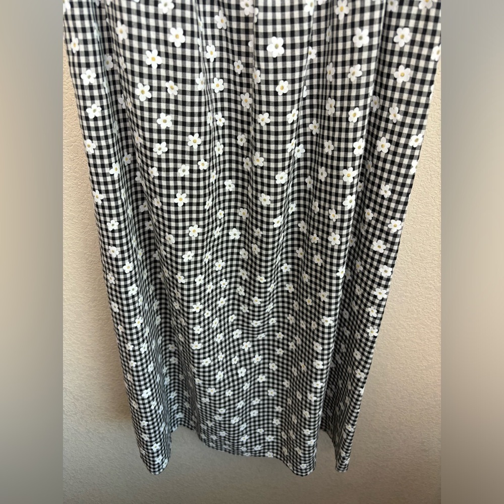 Sophie Rue Puff Sleeve Smocked Waist 90s Gingham Daisy Print Midi Dress S - Picture 6 of 9